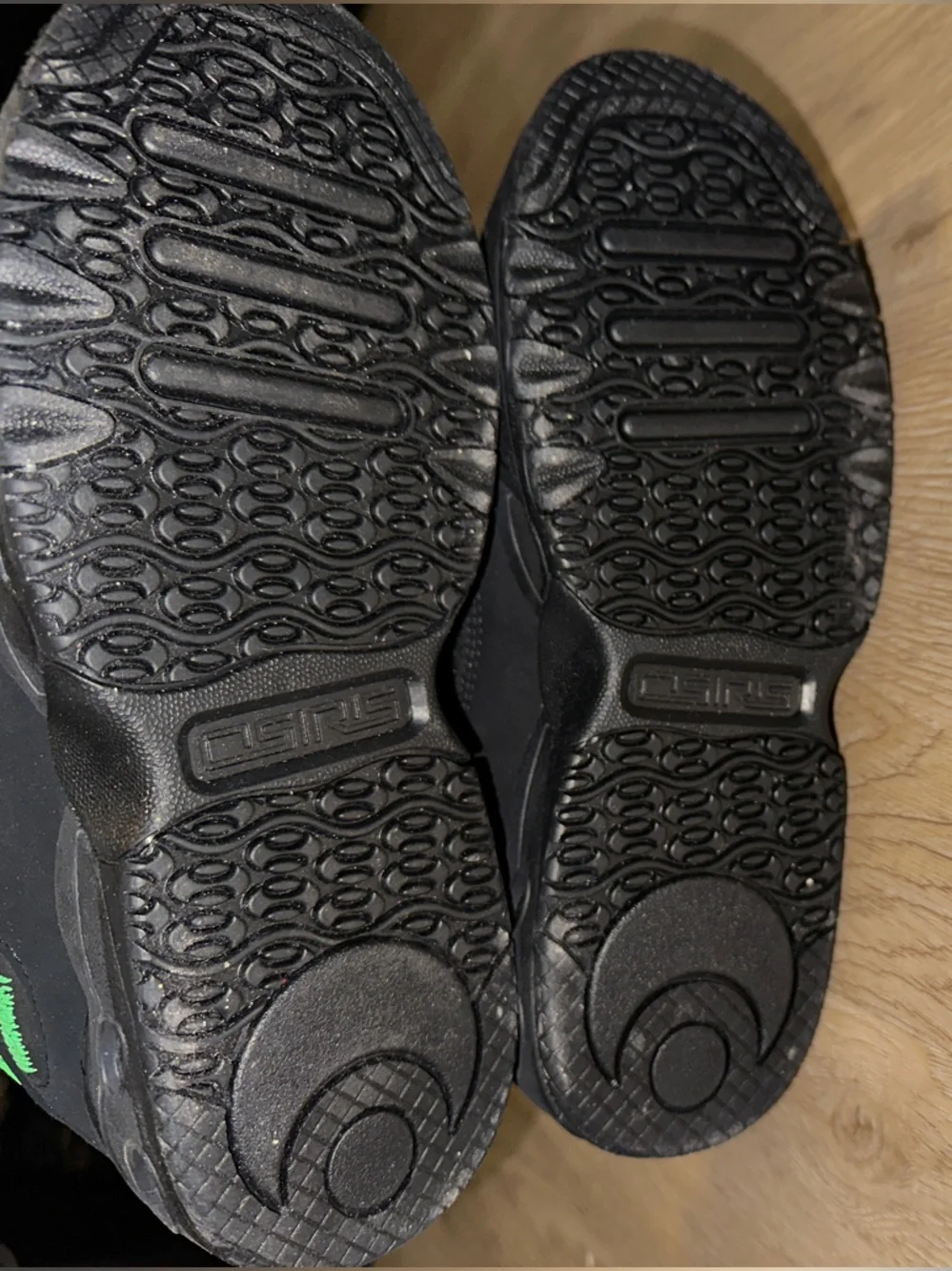 Osiris Black and Neon Green High-Top Athletic Sneakers